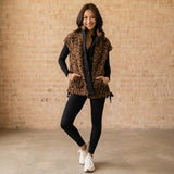 Brown & Black Leopard Fleece Vest