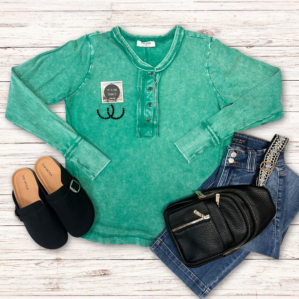Kelly Vintage Washed Henley S-L