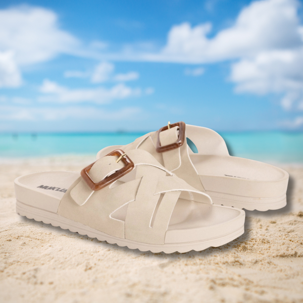 Muk Luks Women's Grand Shayna Sandal in Beige