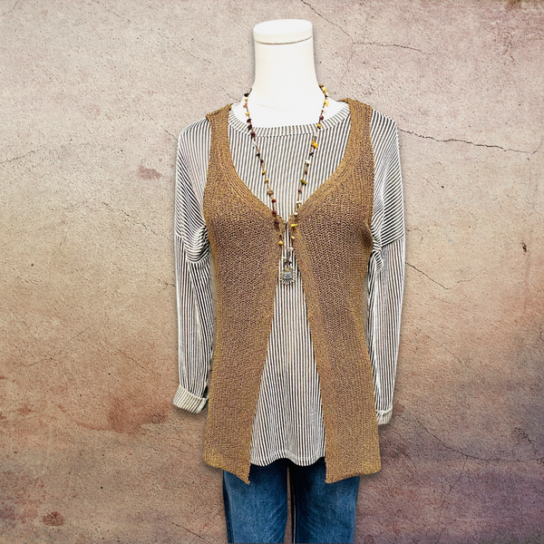 Camel Sweater-knit Vest S-L
