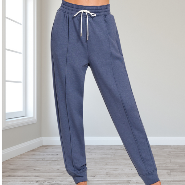 Zenana Indigo Fleece Joggers S-3XL