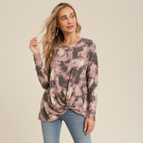 Crewneck Twist-front Tie-dye Top S-L