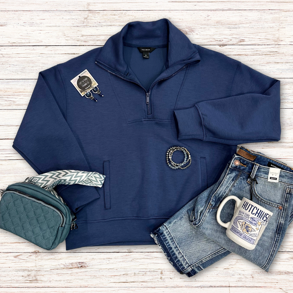 Navy Quarter-zip Top S-3XL