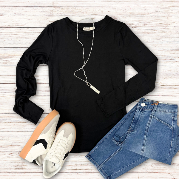 Black Buttery Soft Layering Top S-3XL