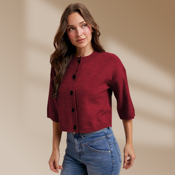 Half Sleeve Button Down Knit Cardigan S-XL