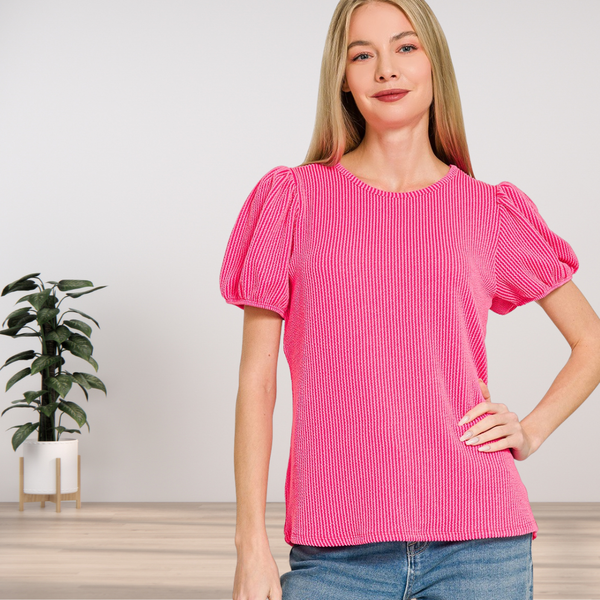 Hot Pink Ribbed Top S-L