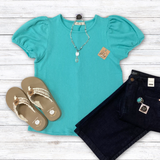 Aqua Ribbed Top S-L