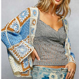 Blue/Camel Granny Square Cardigan