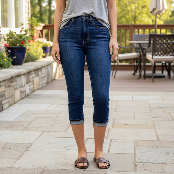 Judy Blue High Waist Single Cuff Capri