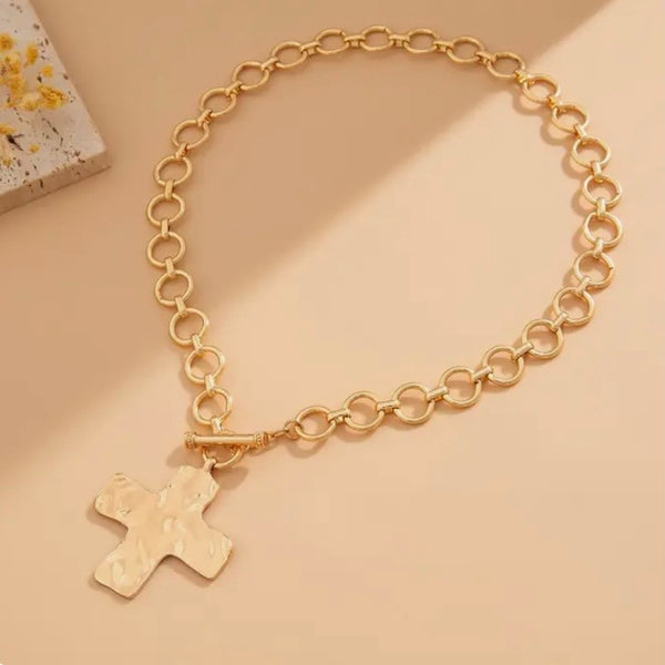 Toggle Front Clasp Cross Necklace