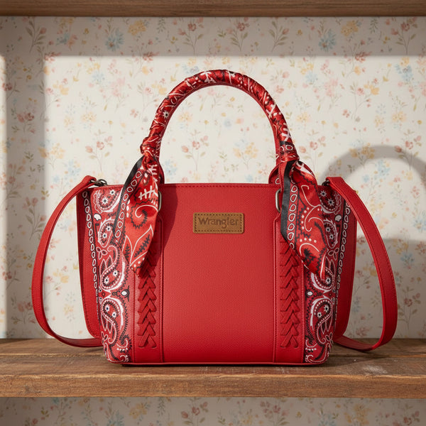WRANGLER BRAIDED DESERT PAISLEY HANDBAG COLLECTION Red