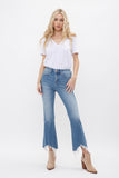 Mica Denim High Rise Crop Flare W/ Uneven Hem