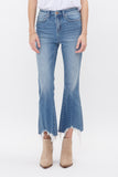 Mica Denim High Rise Crop Flare W/ Uneven Hem