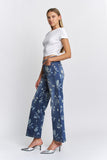 Mica Denim High Rise Wide Leg With Floral Embellishment