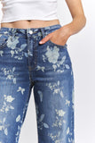 Mica Denim High Rise Wide Leg With Floral Embellishment