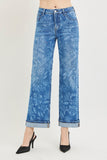 Risen Mid Rise Ankle Straight Print Details Jeans