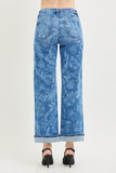 Risen Mid Rise Ankle Straight Print Details Jeans