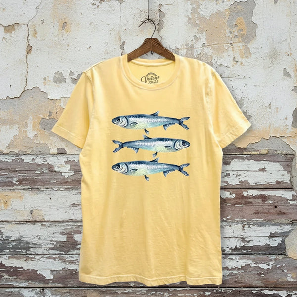 Three Sardines Coastal Graphic Mineral Wash Relaxed Tee
