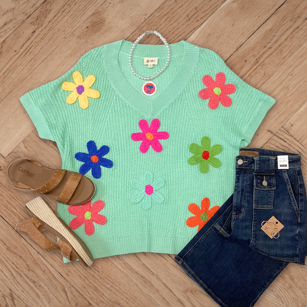Jade Retro Daisy Sweater S-XL