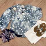 Bleach Washed Silver Star Pullover S-XL