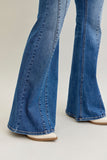 Judy Blue Mid Rise Jaqueline New Flare Double Angular Seam Denim