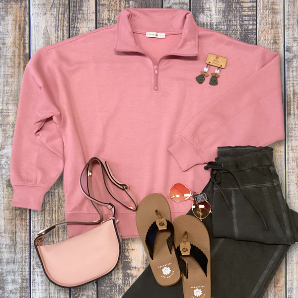 Light Rose Scuba Quarter-Zip S-3XL