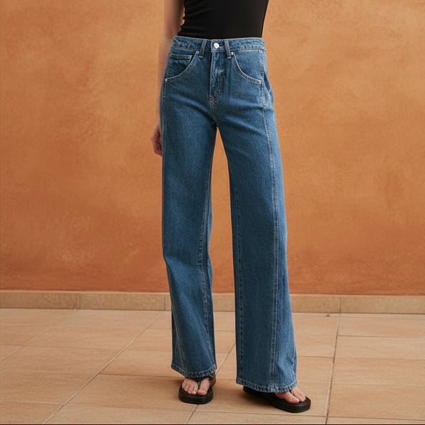 Mica Denim High Rise Wide Leg Side Panel