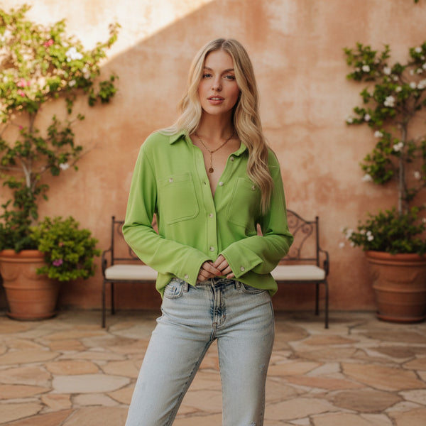 Green Soft Button Up S-XL