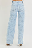 Risen High Rise Wide Baggy Floral Print Denim