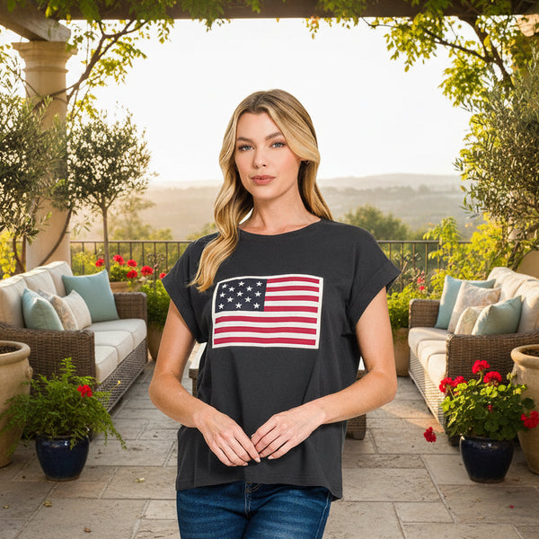 Black American Flag Tee S-L