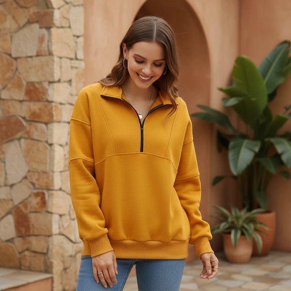 Mustard Quarter-zip S-XL