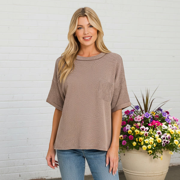 Mocha Ribbed Top S-3XL