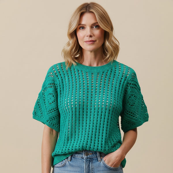 Jade Crochet Summer Sweater S-XL