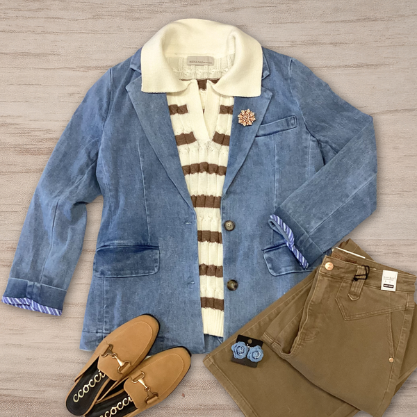 Stretch Denim Blazer S-L