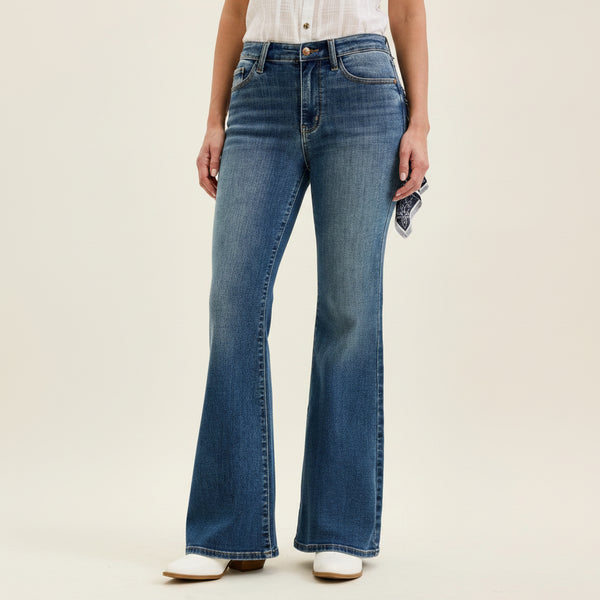 Midrise Jaqueline Flare W/ Triple Needle Back Pkts + Bandana Loop