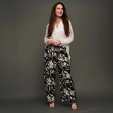 Black Fall Floral Palazzo Pants S-XL