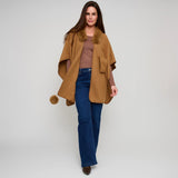 Kelsie Open Front Wrap One Size Faux Fur Collar Shawl