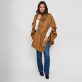 Kelsie Open Front Wrap One Size Faux Fur Collar Shawl
