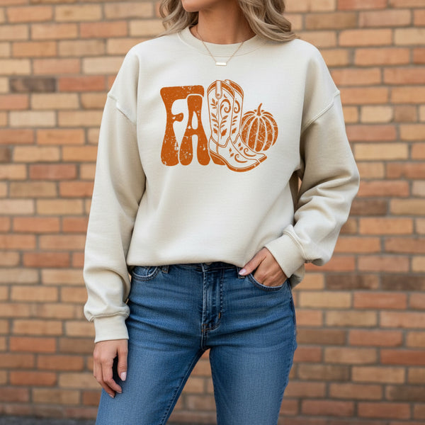 Fall Cowboy Boots Sweatshirt S-XL