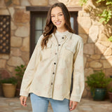 Ivory Washed Corduroy Embroidery Jacket