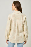 Ivory Washed Corduroy Embroidery Jacket
