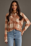 Rust and cream Plaid Soft Button Up S-2XL