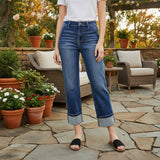 J21 Eleven High Rise Crop Straight Cuffed Jeans
