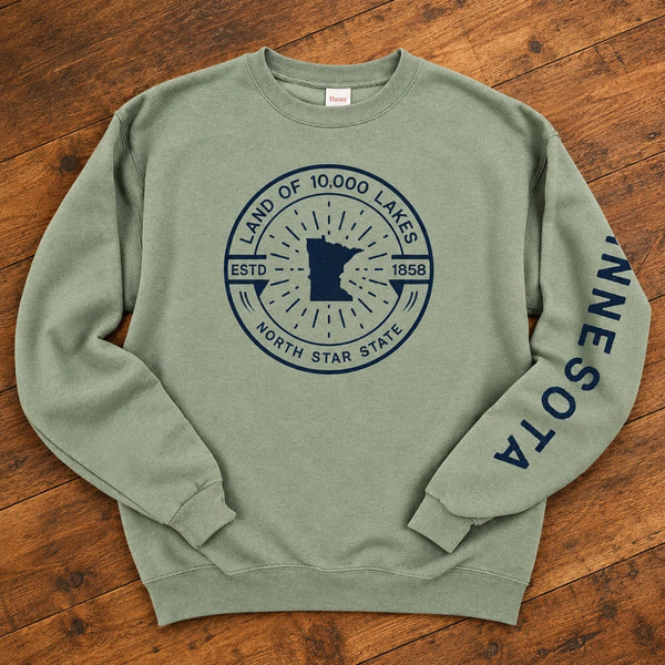 Moss Green Minnesota Crewneck Sweatshirt S-XL