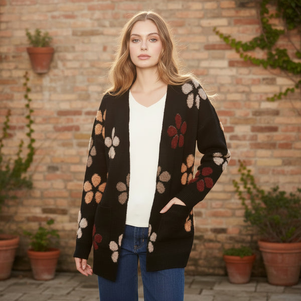 Charlie B. Boucle  Flower Long Sleeve Cardigan