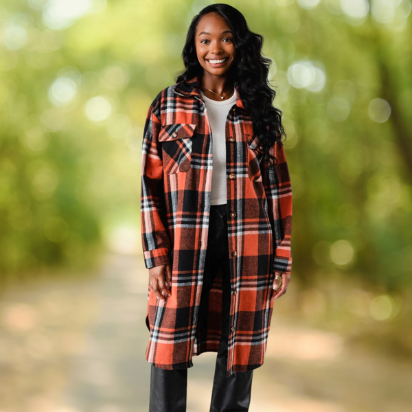 Burnt Orange Long Shacket S-XL
