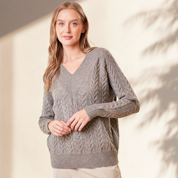 Gray V-neck Sweater S-L