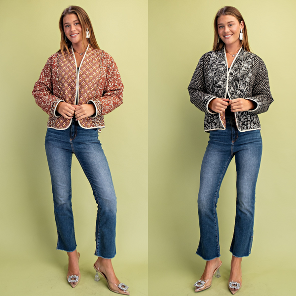 Reversible Quilted Mixed Print Jacket S-L
