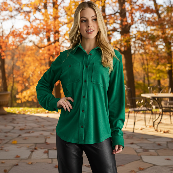 Solid Green Button Up S-XL