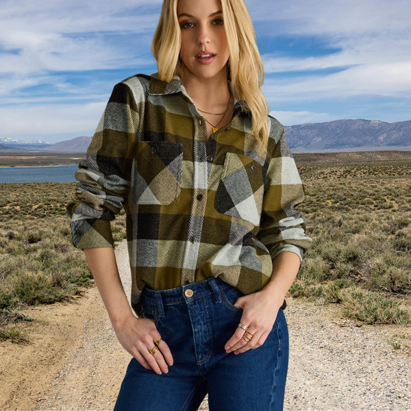 Olive Plaid Button-up Shirt S-XL